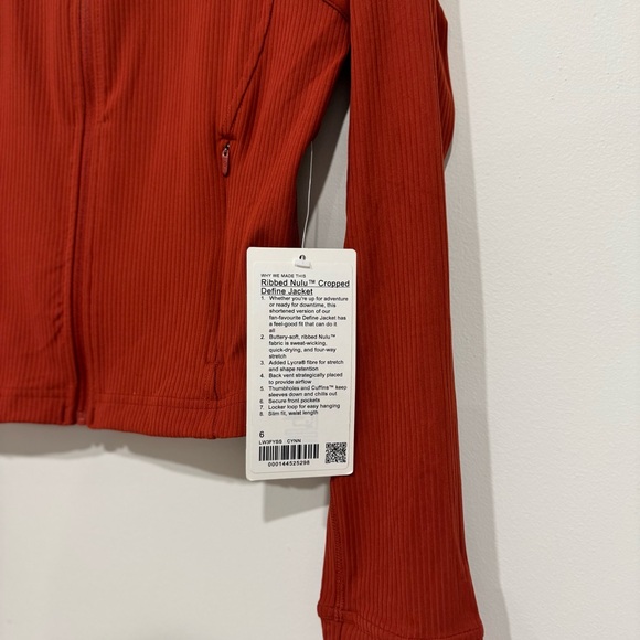 Lululemon Ribbed Nulu Cropped Define Jacket Cayenne Size 6 NWT - Picture 6 of 8